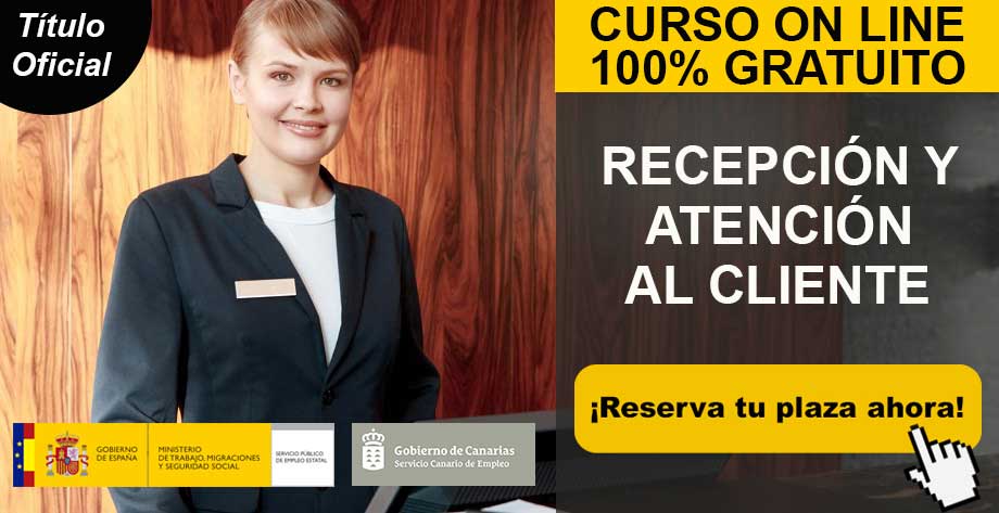 Curso online gratuito de Recepción y Atención al Cliente en Lanzarote